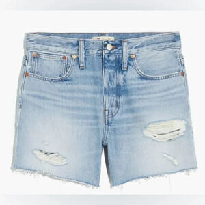 Madewell Relaxed Mid Length Denim Shorts Steenwick Wash Ripped Edition Blue 29